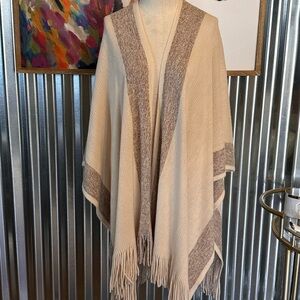 Elegant Cream and Brown shawl/Poncho
